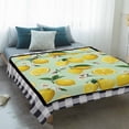 thumbnail image 4 of Lemons Blanket Soft Cozy Warm Throw Blanket for Couch, Plush Fuzzy Flannel Fleece Blankets for Sofa, Summer Botanical Black White Plaid Pastoral Bed Blankets Lightweight Gifts for Women, 32"x48", 4 of 9