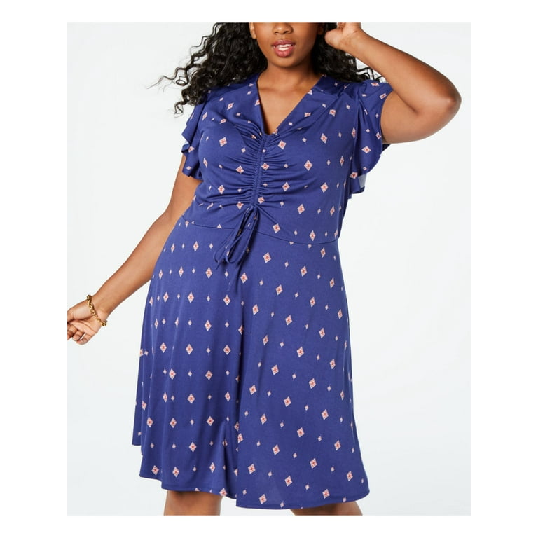 Monteau Womens Ruched Flutter Sleeve Shift Dress Walmart
