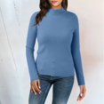 thumbnail image 2 of Kcodviy Women Casual Solid Color Bottoming Shirt Slim High Collar Knitted Long Sleeved Top Thermal Tops For Women Long Sleeve With Thumb Holes Thermal Underwear For Men Top And Bottom Men'S Thermal Un, 2 of 5