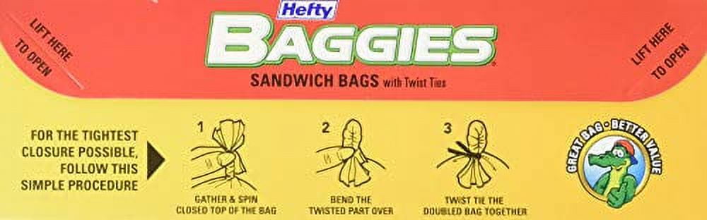 Hefty Baggies Storage Bags Sandwich Twist Tie 150 Count Sandwich Vintage  NOS