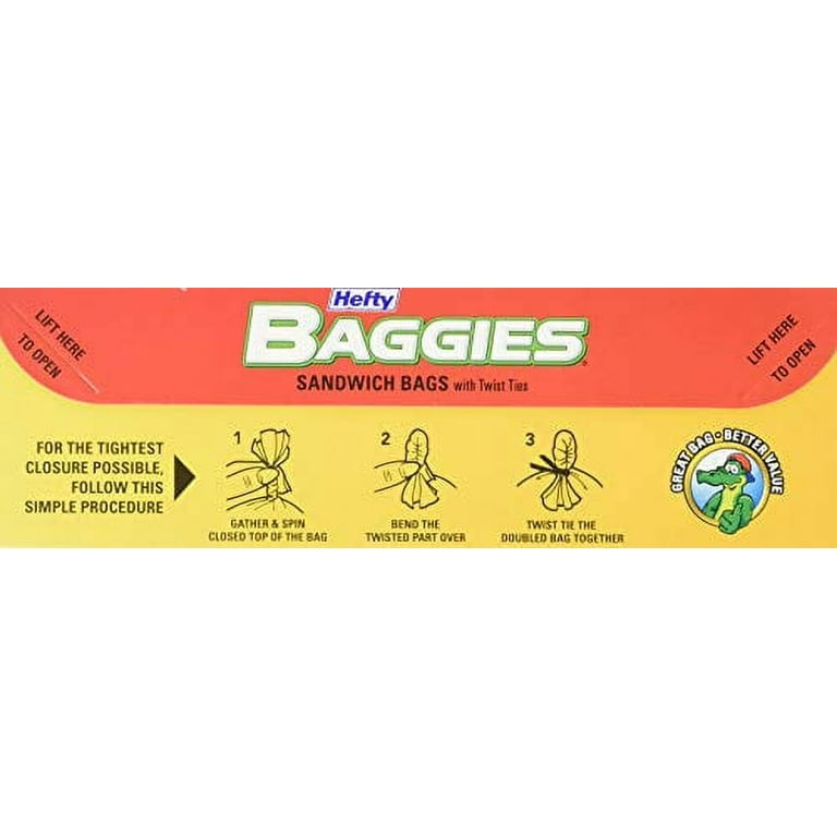 Hefty Baggies Sandwich & Storage Bags with Twist Ties 150 ct Box, Plastic  Bags