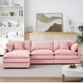 thumbnail image 5 of LLappuil Modular Sectional Sofa, Sectional Couch with Movable Ottoman, Chenille 4 Seat Cloud Sofa Couch for Living Room Pink, 5 of 8