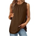 thumbnail image 2 of Chbgutlmr Tank Tops for Women Casual Crewneck Sleeveless Solid Color Fitting Ruched Comfy Summer Tops, 2 of 7