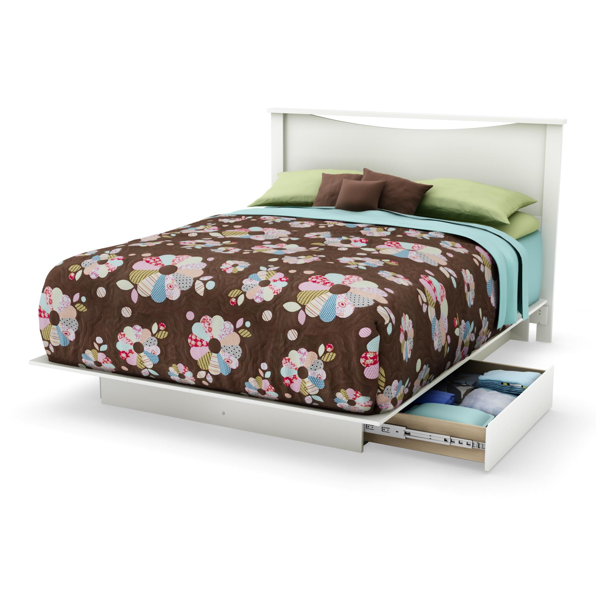 Step One Queen Platform Bed W Drawers Headboard In Pure White Step One Queen Platform Bed W Drawers Headboard In Pure White Com