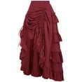 thumbnail image 3 of TrdSipl Skirts for Women Drawstring Renaissance Skirt Vintage A-Line Flowy Steampunk Victorian Skirts Ruffle Hem Halloween Party Ren Faire Costume Wine 2XL, 3 of 8