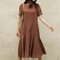 thumbnail image 1 of EGNMCR Robes de Vacances pour Femmes Robe d'Été Col Rond Couleur Unie Décontractée Sans Bretelles Soirée Courte Maxi, 1 of 6