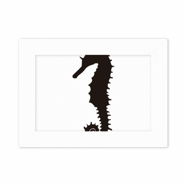Black Hippocampus Marine Life Pattern Photo Mount Frame Picture Art Painting Desktop 5x7 inch