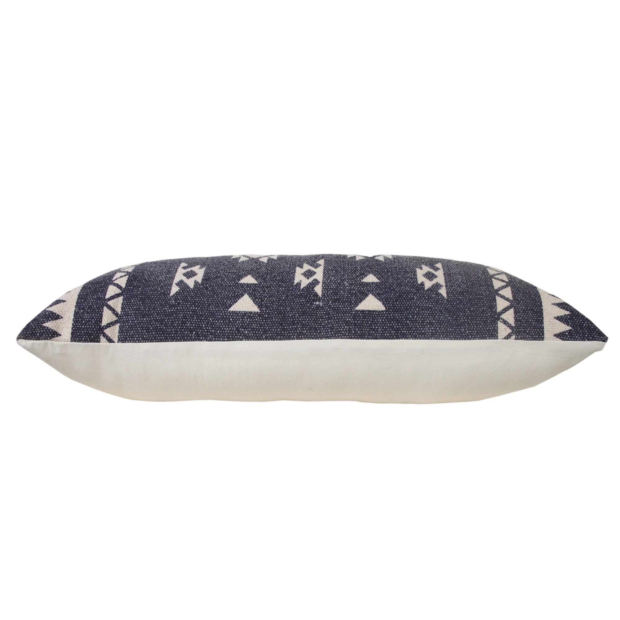 Laddha Home Designs Handwoven Southwestern Tribal Cotton Lumbar Pillow Cover - 36" - Blue and White