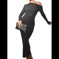 thumbnail image 2 of Vestido de Mujer Otoño Invierno Francés Larga Ajustado Maxi Vestido Formal para Mujer Negro S, 2 of 9