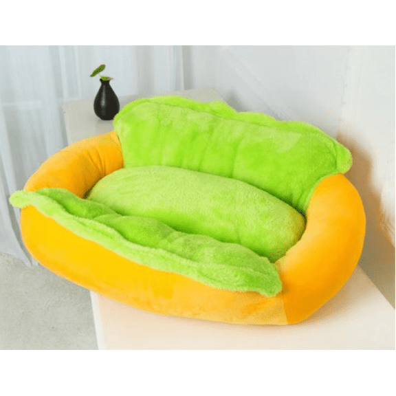 Hot Dog Dog Bed, Soft Plush Small Cute and Warm Cozy Food Dog Cat Bed, Cute Hot Dog Bun Pet Sofa with Removable Washable Cover, Soft Micro Suede & Corduroy, Washer and Dryer Friendly,(M)