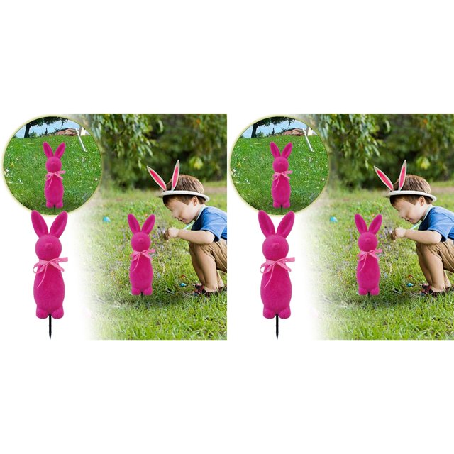 (2-Pack) Kcodviy Easter Theme Ground Bunny Porch Insert Outdoor Indoor Seasonal Embellishment