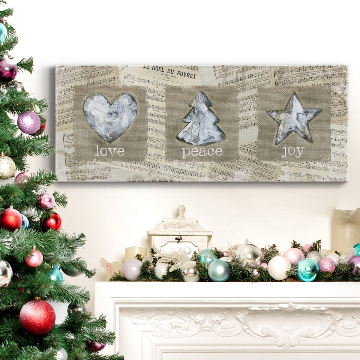 Burlap Music Ornaments Premium Gallery Wrapped Canvas - Ready to Hang