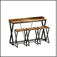 thumbnail image 3 of Modern Design Kitchen Dining Table, Pub Table with X-Shaped Table Legs, Long Dining Table Set with 3 Stools, Easy Assemble, Natural, 3 of 8