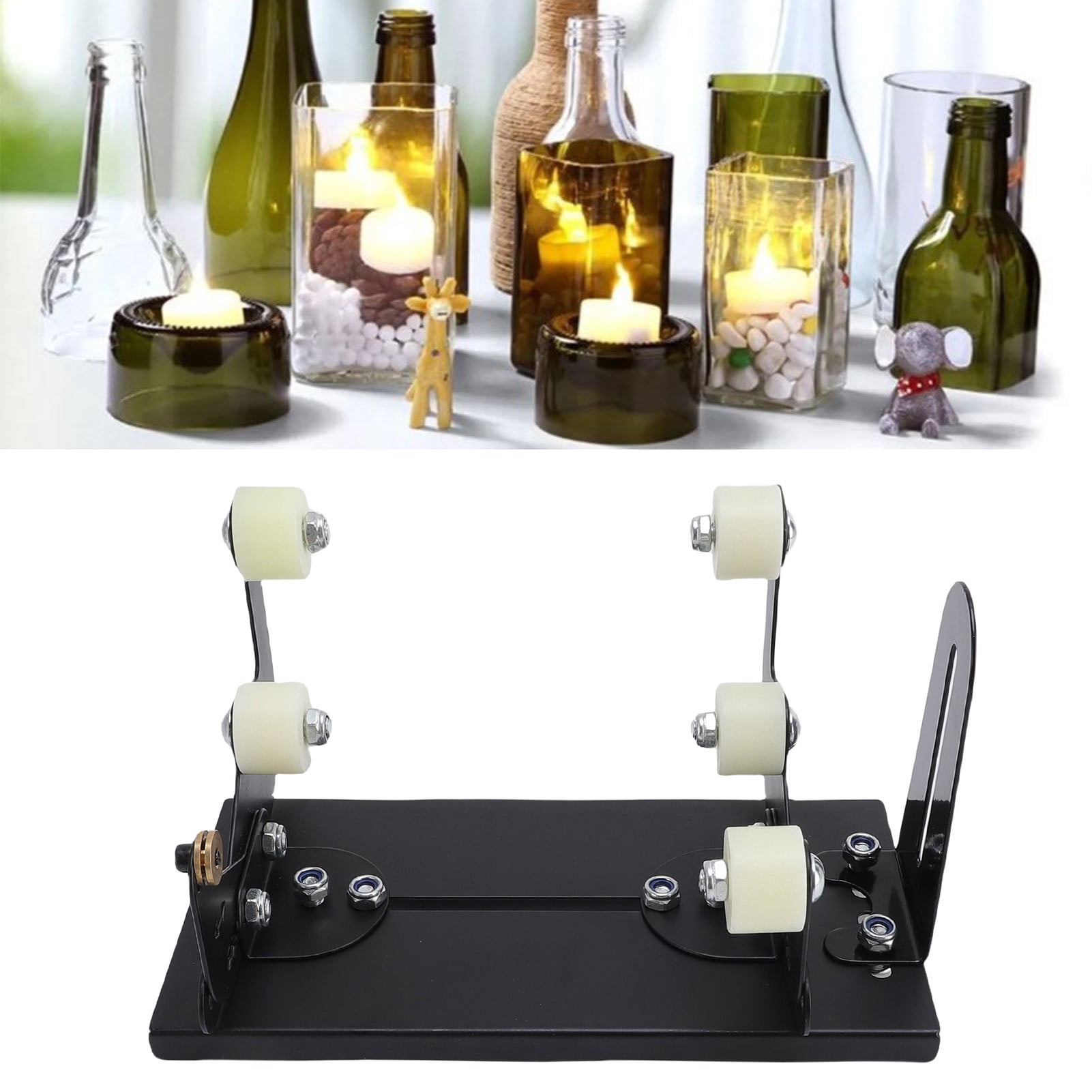 Riousery Glass Bottle Cutter Stainless Steel Black Versatile DIY Glass Bottle Cutting Tool Kit for Wine Beer Whiskey Crafts