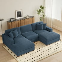 UIXE 118" Modular Sectional Sofa, U Shaped Cloud Couch for Living Room Modern Upholstered Deep Seat Couch, 3-Seat, Navy