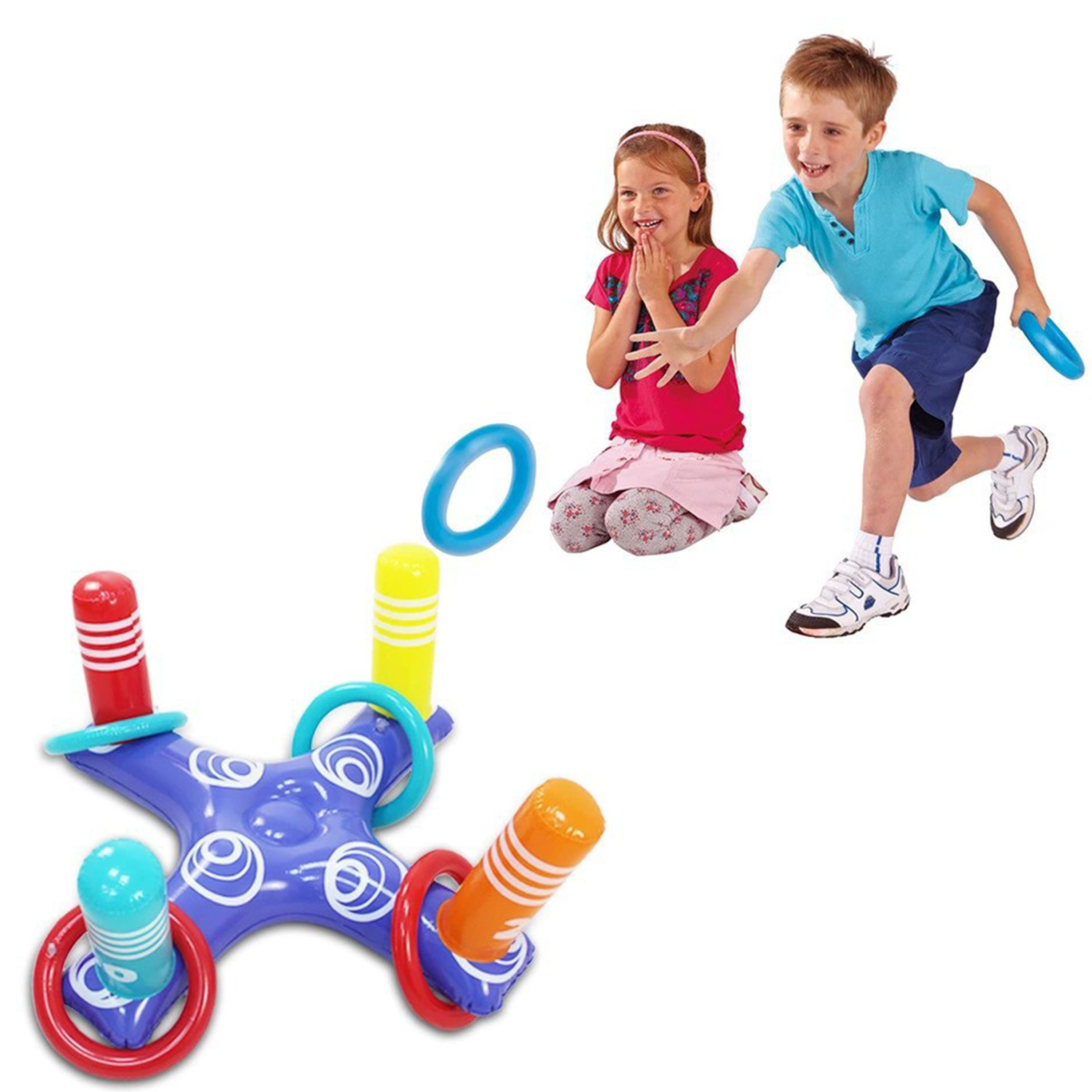 Inflatable Ring Toss Pool Game Toys Floating Swimming Pool Ring with 4