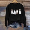 thumbnail image 4 of qelini Crewneck Sweatshirts Women Oversized Graphic Halloween Long Sleeved Sweatshirt No Hood Trendy Novelty Print Spooky Season Halloween Day Event Pullover Fall Winter Loose Tops Black 2XL, 4 of 5