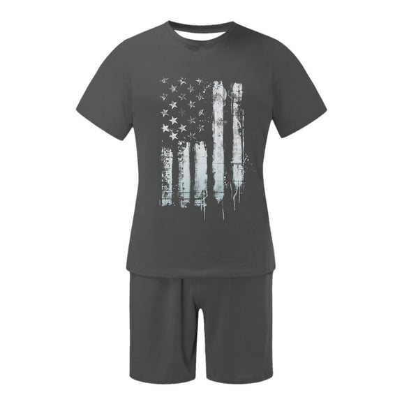 Independence Day Men's Set Fashion New Pattern Star Stripe Print Summer Breathable Comfortable Casual Clothing
