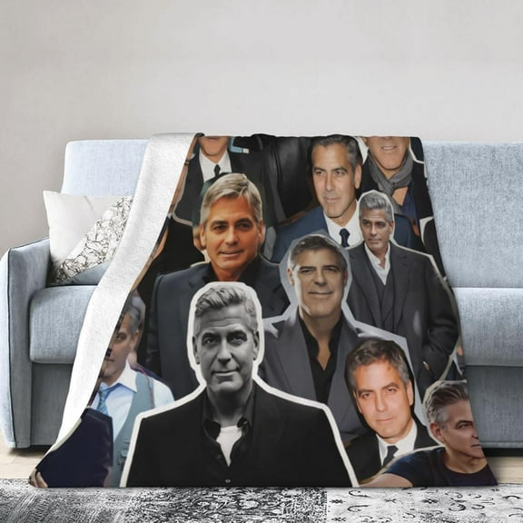 George Clooney Collage Blanket Soft Warm Fleece Blanket for Sofa Office Car Camping Yoga Travel Throw Blankets 80"X60"