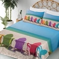 thumbnail image 3 of Ambesonne Summer Fitted & Top Sheet Set with Shams, Colorful Wooden Deckchairs, Multicolor, 3 of 5
