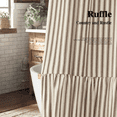 thumbnail image 4 of Boho Farmhouse Shower Curtain with Ruffle Hem, Linen Textured White Shower Curtains for Bathroom Vintage Rustic Fabric, Brown Stripe 72" W x 72" L, 4 of 5