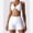 White, variant on IBTOM CASTLE Workout Sets for Women 2 Piece Twist Front Halter Sports Bras High Waist Biker Shorts Exercise Gym Yoga Outfit Navy Blue
