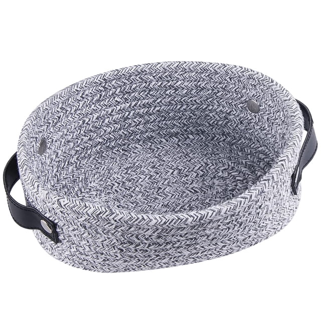 Cesta de Almacenamiento - Asa de Cuero Beige - Pequeña Adepaton WMZL-2082-3