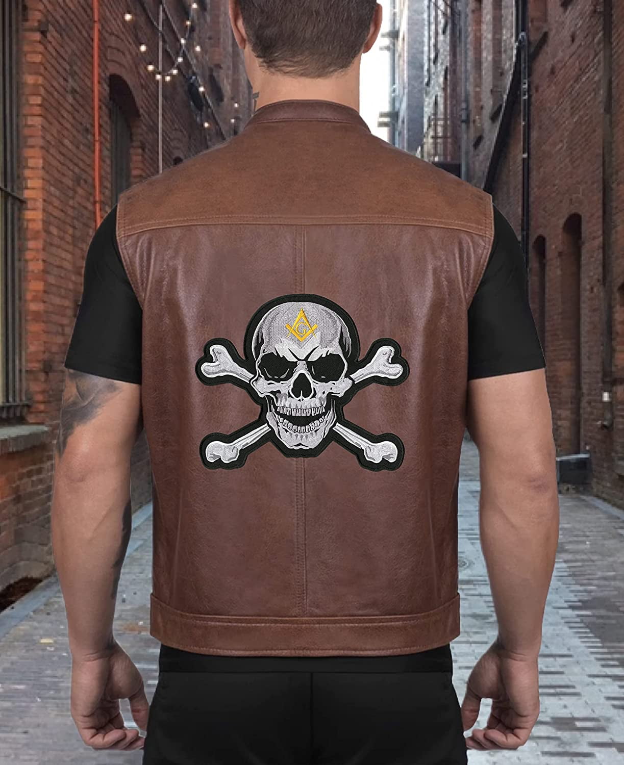 Masonic Skull & Crossbones | Large Motorcycle Center Back Patch Embroidered Iron On - by Nixon Thread Co. (10.5")
