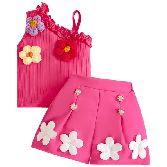 XZNPDUCQ Toddler Baby Girl Smocked Outfit Ruffle Halter Shirt Flared Pants Set Toddler Bell Bottom Outfit Summer Clothes Playwear Beach Outfits 12-15 Months,Pink