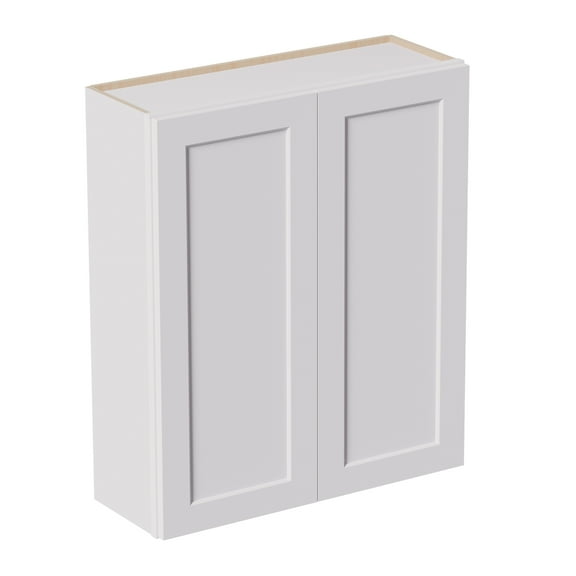 White shaker Solid Wood Double Doors Wall Cabinet 2 Doors and 3 Shelves for Kitchen Storage, Bathroom Storage, Laundry,Adjustable Shelves Ready to Assemble(36"W×12"D×42"H)