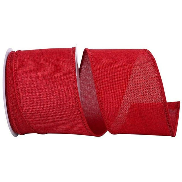 Reliant Ribbon 92573W-908-40F Ruban à Bordure Filaire 2,5 Po. Valeur Quotidienne du Lin, Écarlate - 10 Yards