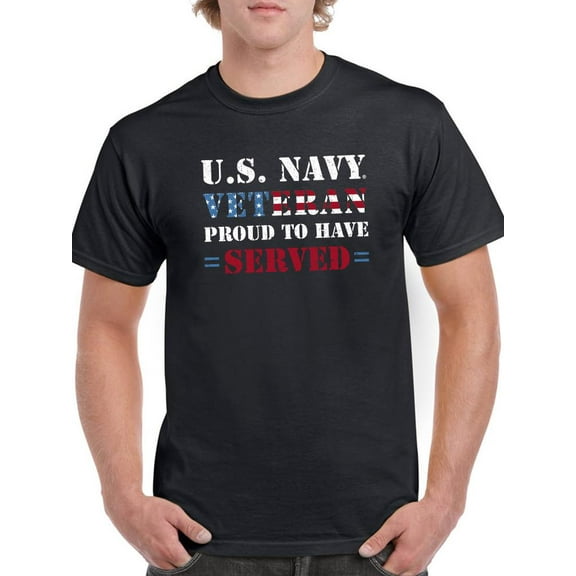 US Navy Mens Graphic Tee Black - Proud Navy Veteran 100% Cotton Classic Fit