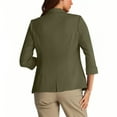 thumbnail image 4 of ZQGJB Blazers for Women Suit Jackets Dressy Rolled-up 3/4 Lenght Sleeve Single Breasted Blazer Jacket Business Casual Outfits for Work Army Green L, 4 of 5
