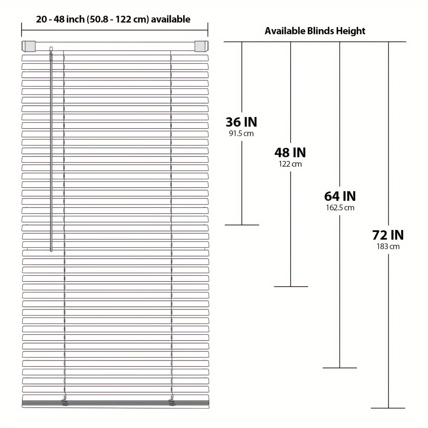 1pc Adjustable Cordless Vinyl Mini Blinds For Windows, Classic Style, Light Filtering Shades, No Tools-No Drill Installation (20-48 Inch Widths, 36 To 72 Inch Heights)