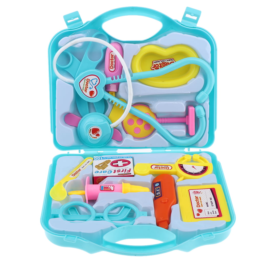 Doctor Nurse Medical Playset Kit Pretend Play Tools Toy Set Gift for Kids Blue 