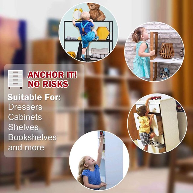 Paquete de 6 correas para muebles, kit de correas para muebles antivuelco para bebés, kit de bloqueo de seguridad para ni?os, protección para mascotas, librería segura, gabinete ShuxiuWang 8390605522017