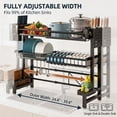 thumbnail image 2 of Expandable Over the Sink Dish Drying Rack, 2-Tier Adjustable Kitchen Counter Organizer (24.4-39.4in), Large Dish Drainer with Utensil Holder & Cutting Board Rack, Anti-Rust Black, 2 of 7