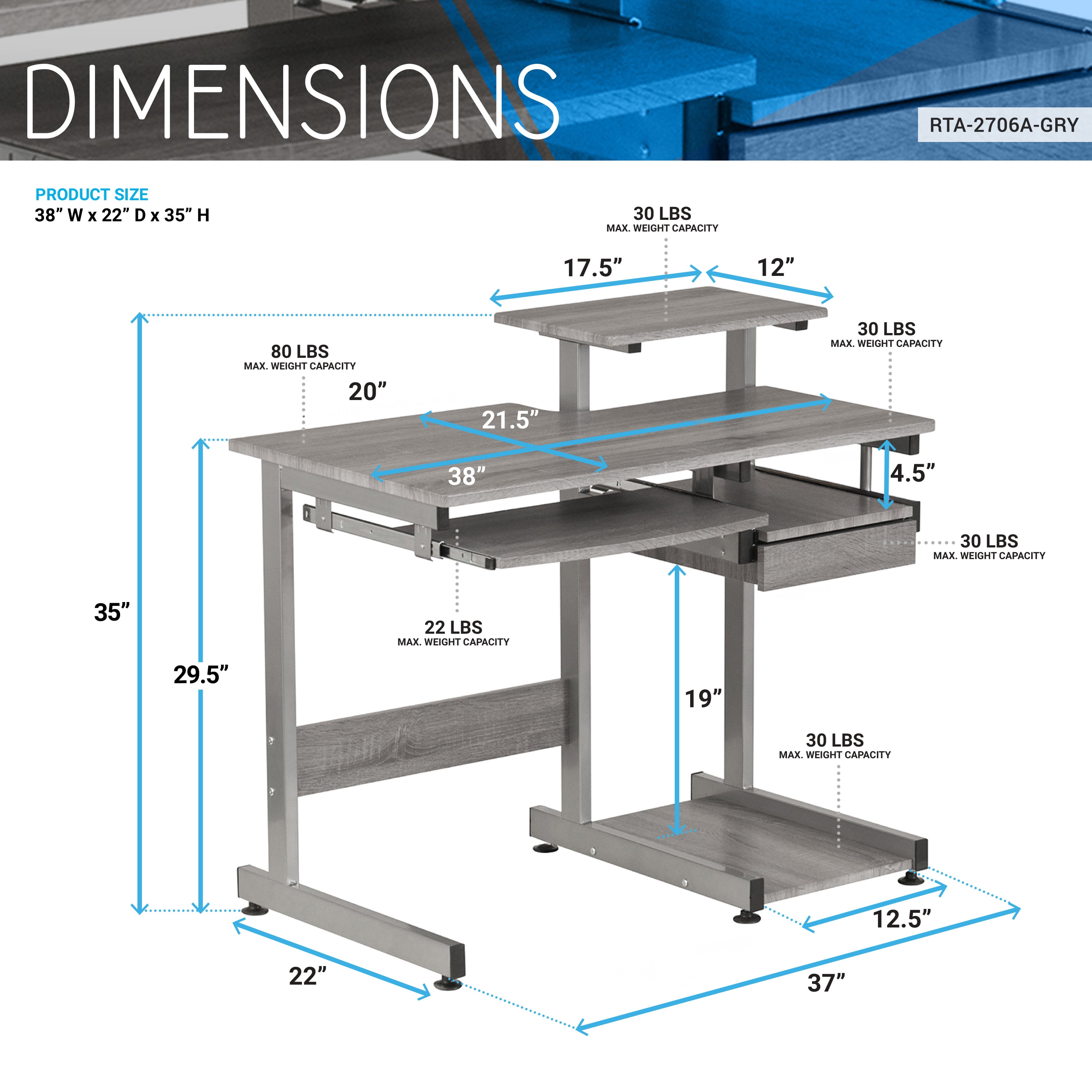 Complete Computer Workstation Desk, Moisture Resistant MDF Office Table with Pullout Keyboard Tray, CPU Shelf & Storage Drawer, Scratch-Proof Steel Frame for Home Workspace