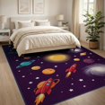 thumbnail image 3 of ODIKA 8'x10' Washable Area Rug Playroom Science Theme Educational Classroom Themed Cartoon Rocket for Dining Room, Large Office, Lounge, Non-Slip Chair-Friendly Mat, 3 of 7