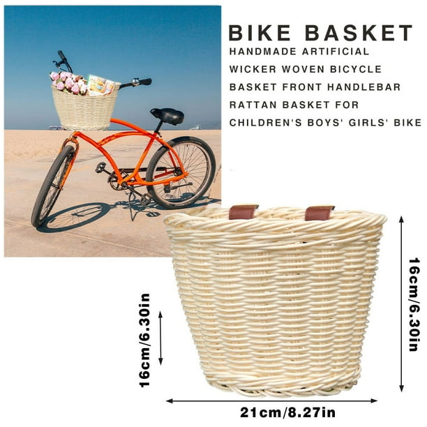 Bicycle basket rattan like stand universal storage leather