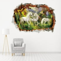 Unicorn Wall Decal Art Decor Unicorn Wall Sticker Art Decor 3D Animal Sticker Peel and Stick Wall Art Decals Living Room Bedroom Office Wall Decor Bathroom glass decals