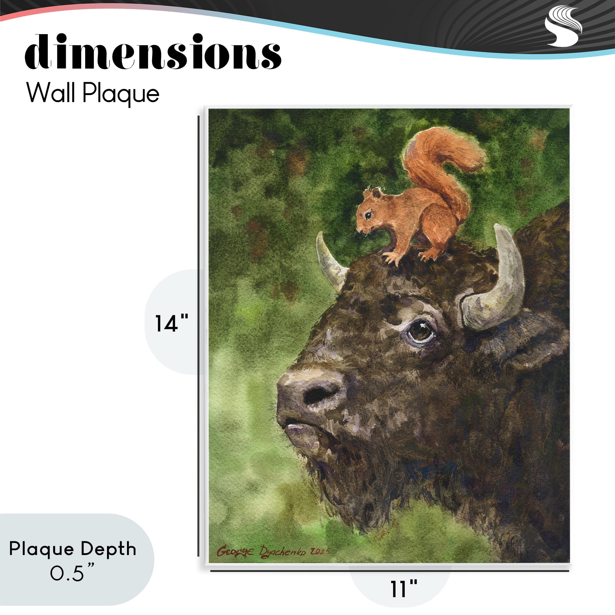 Stupell Industries Bison & Squirrel Duo Wall Plaque Art, design by George Dyachenko