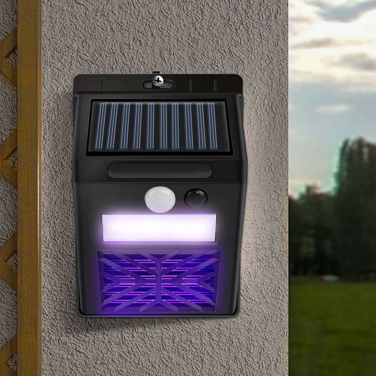 Solar Bug Zapper Lamp Outdoor Solar Mosquito Zapper Motion Sensor