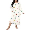 thumbnail image 3 of Womens Nightgowns Plus Size Casual Sleep Dress Women's Plus Heart Print Long Sleeve Round Neck Medium Stretch Loose Nightdress, 3 of 3