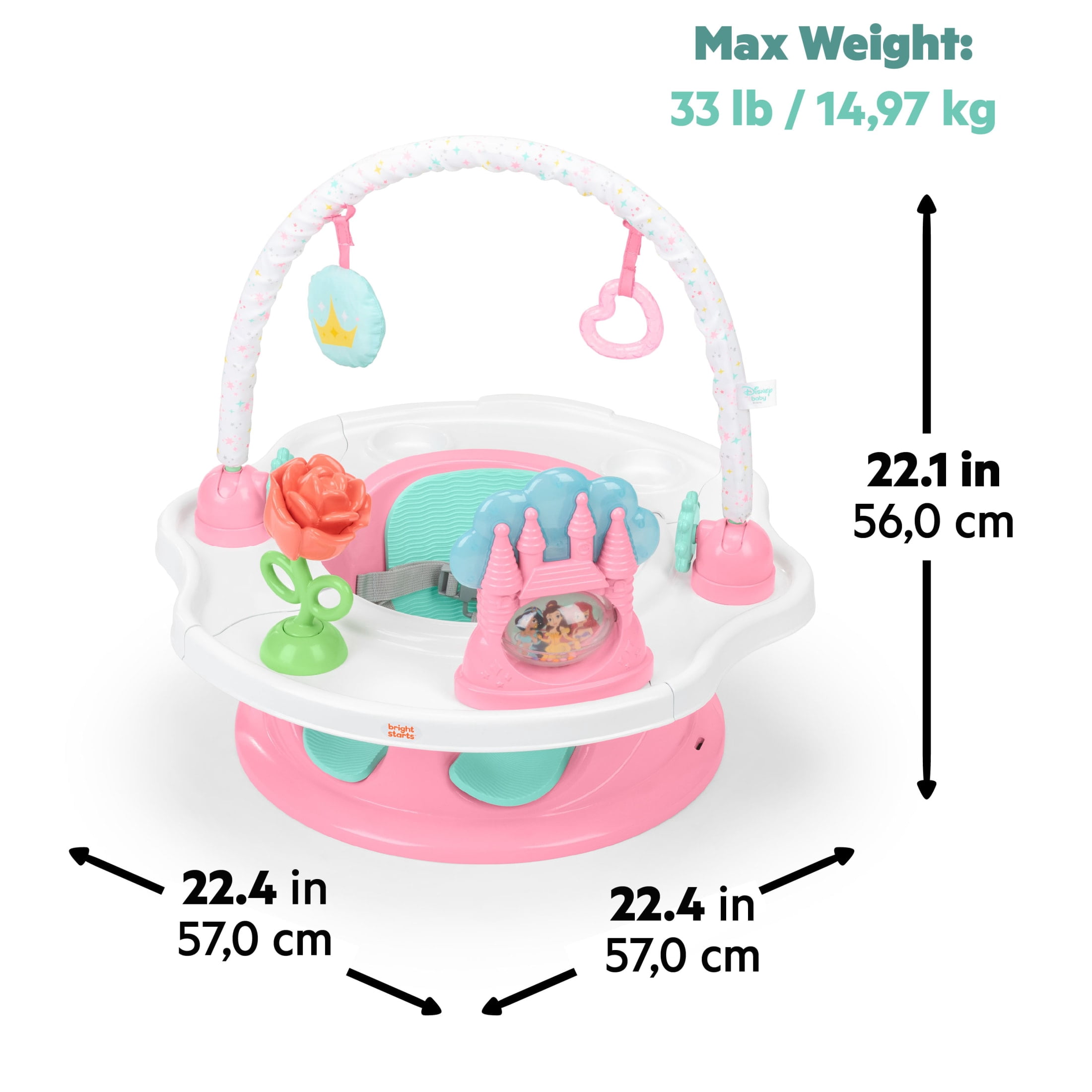 Disney Princess SuperSeat 3-in-1 Seat by Bright Starts, Pink, Girl, Infant