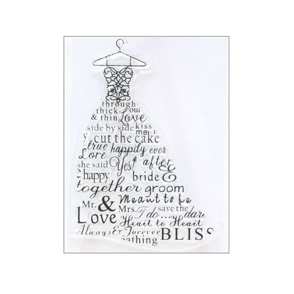 ROCKROK Clear Silicone Stamps Wedding Dress Stamp Seal Rubber Postage Stamp Seal for Card Making Decoration