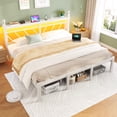 thumbnail image 4 of EnHomee King Size Metal Bed Frame with Headboard Metal Platform Bed Frame with Storage Platform Metal Bed Frame King with LED Lights, Noise Free, White, 4 of 8