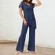 thumbnail image 2 of Traje pantalón de gasa liso de primavera para mujer - Diseño holgado e irregular - Top con botones y pantalones capri - Tallas S-XXXL, 2 of 8