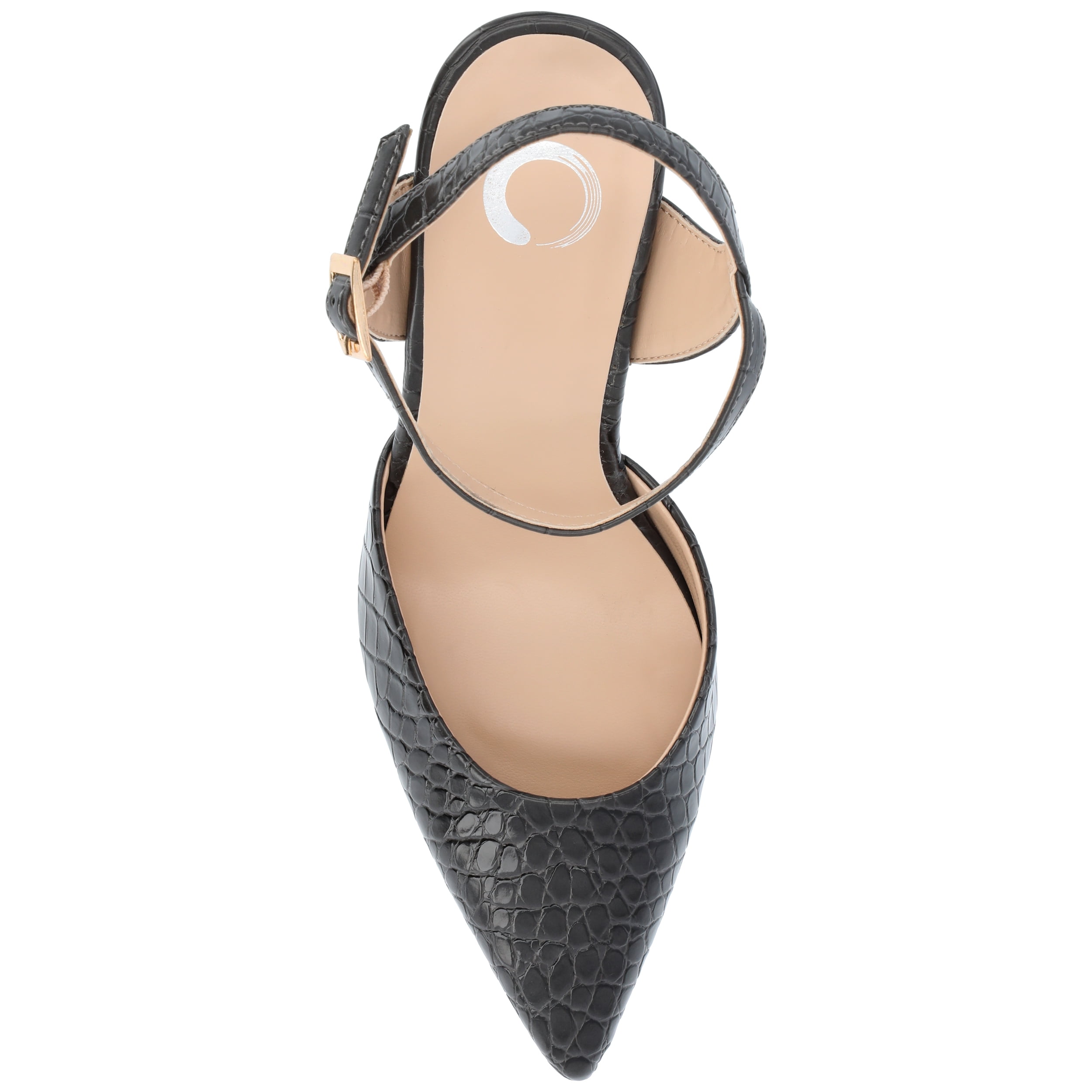 Journee Womens Nixey Croco Texture Buckle Pointed Toe Pumps, Widths Available