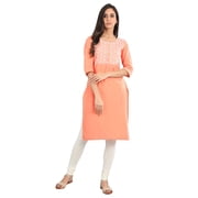 Orange Essential Round Neck Kurta-Large